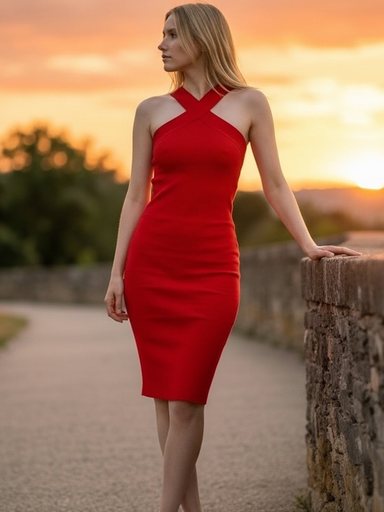 Sincerly Jules Dresses & Skirts - NWT Sincerely Jules Red Midi Dress with Cross-Front Neckline